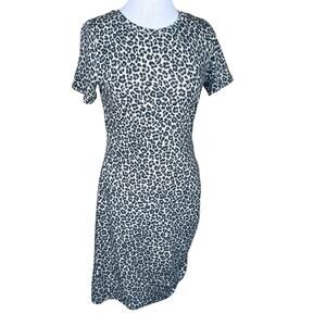 MICHAEL Michael Kors Leopard Print T-Shirt Dress with Side-Ruching Size Med NWT